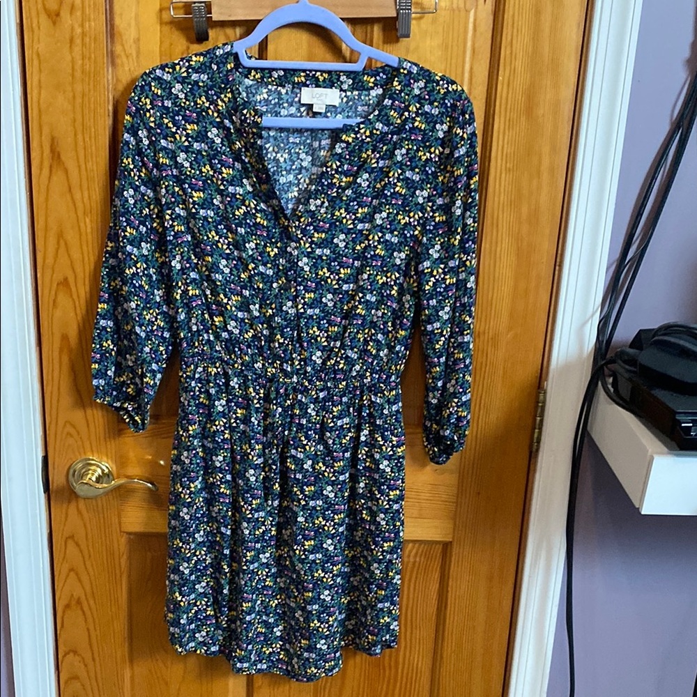 LOFT Floral V-Neck Dress